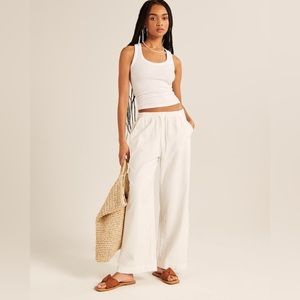Linen-Blend Pull-on Wide Leg Pant Small Tall